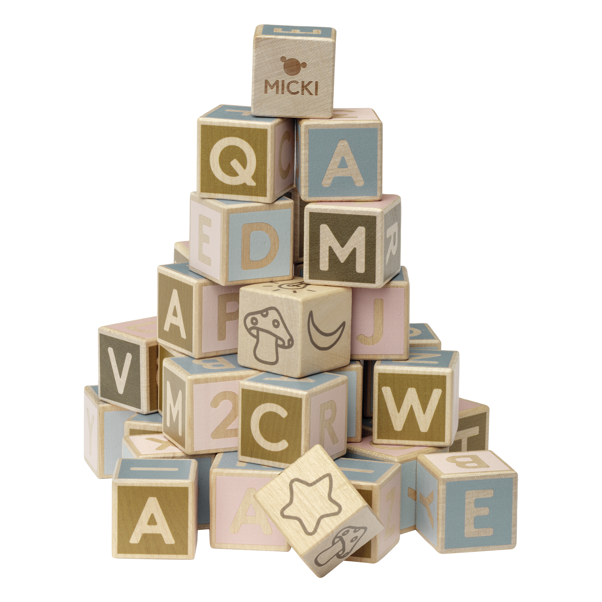 Wooden toys micki alphabet blocks 36 pcs